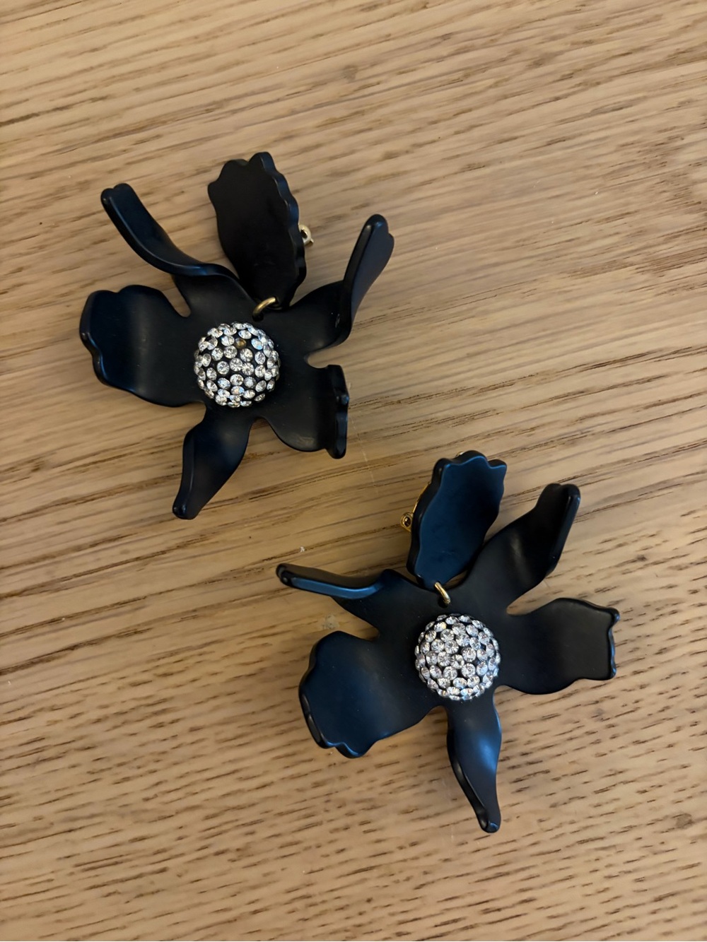 Lele Sadoughi Black Crystal Lily Clip-On Earrings